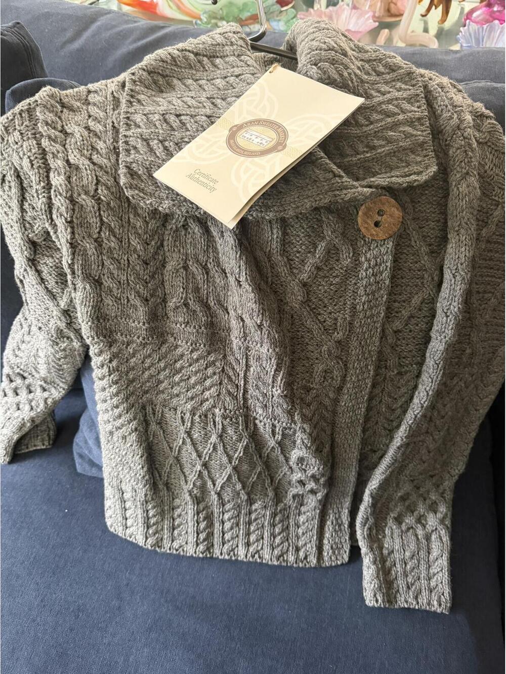 Aran Crafts Patchwork Cardigan with Collar